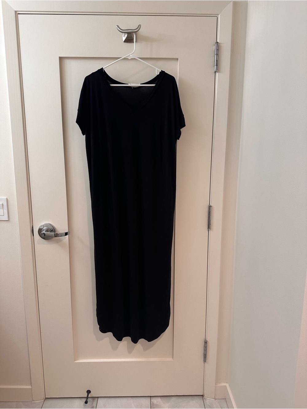 Black maternity maxi dress with pockets